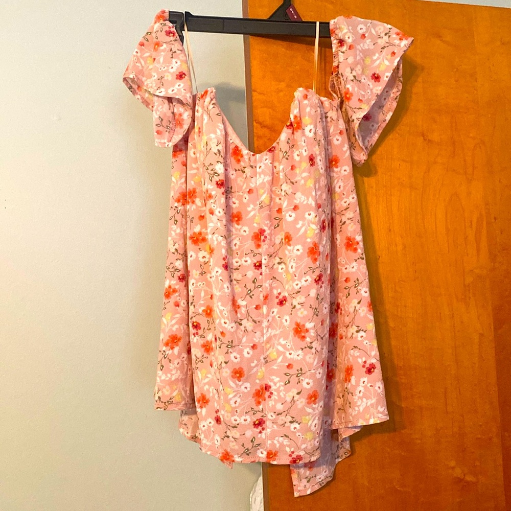 Blue Rain floral off shoulder blouse